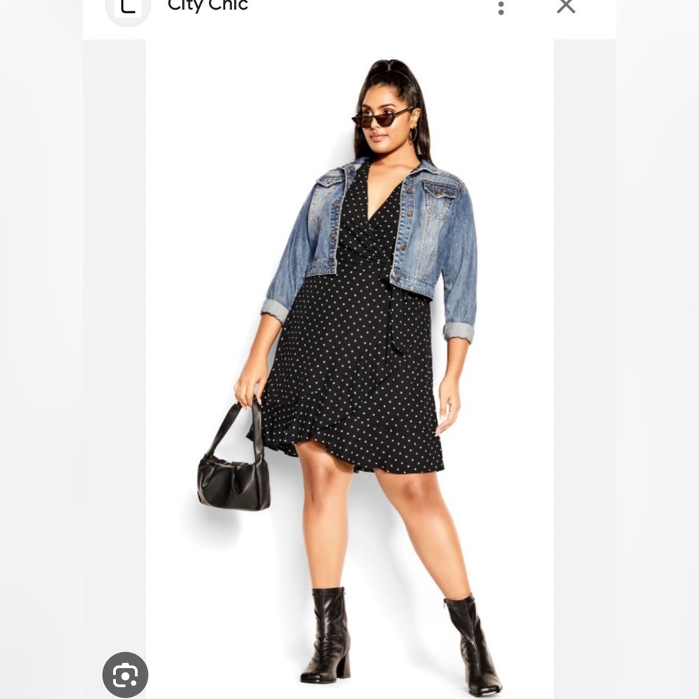 NWT City Chic black polka dot dress